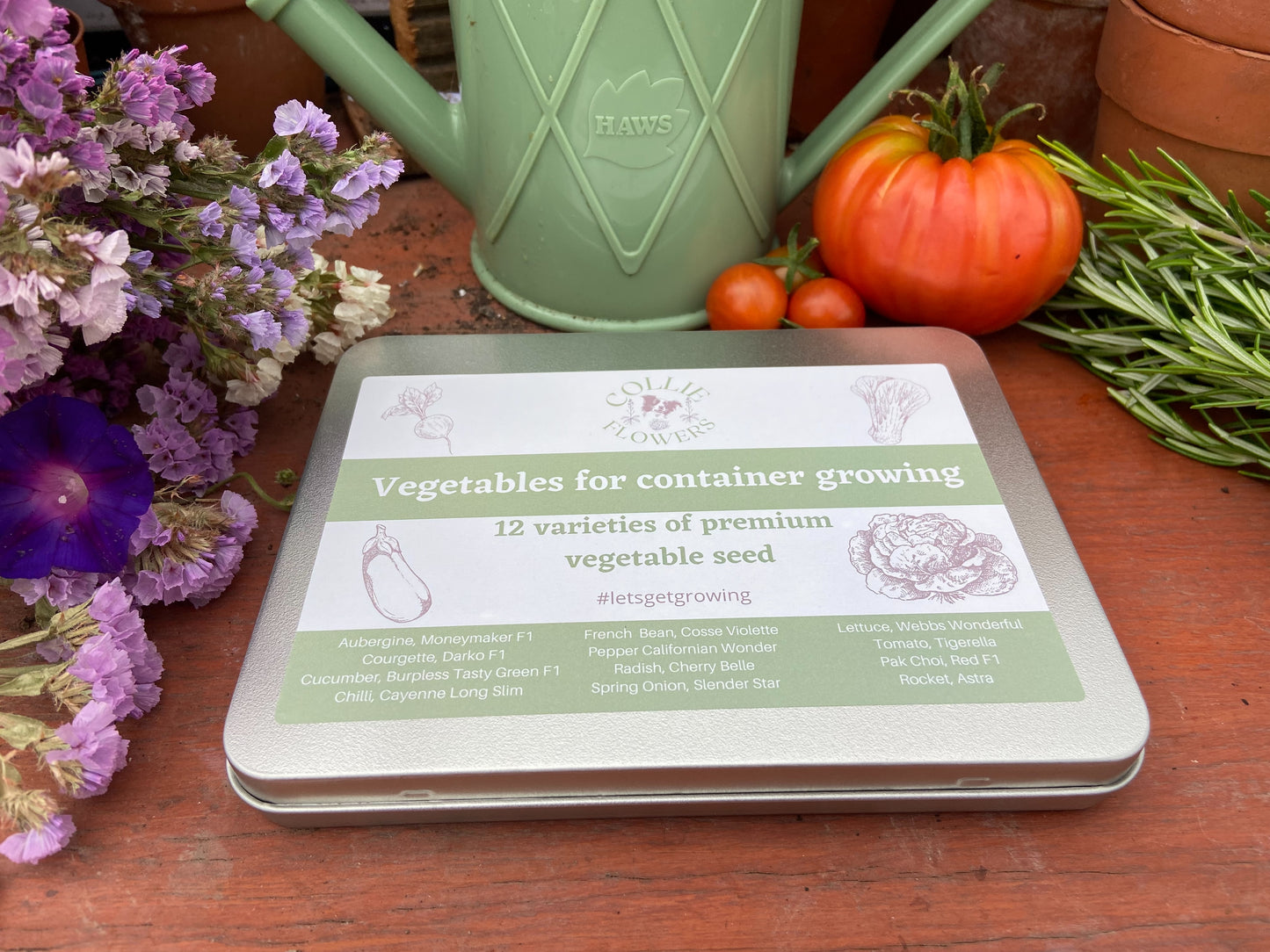 Vegetables for Container Growing: Seed Tin