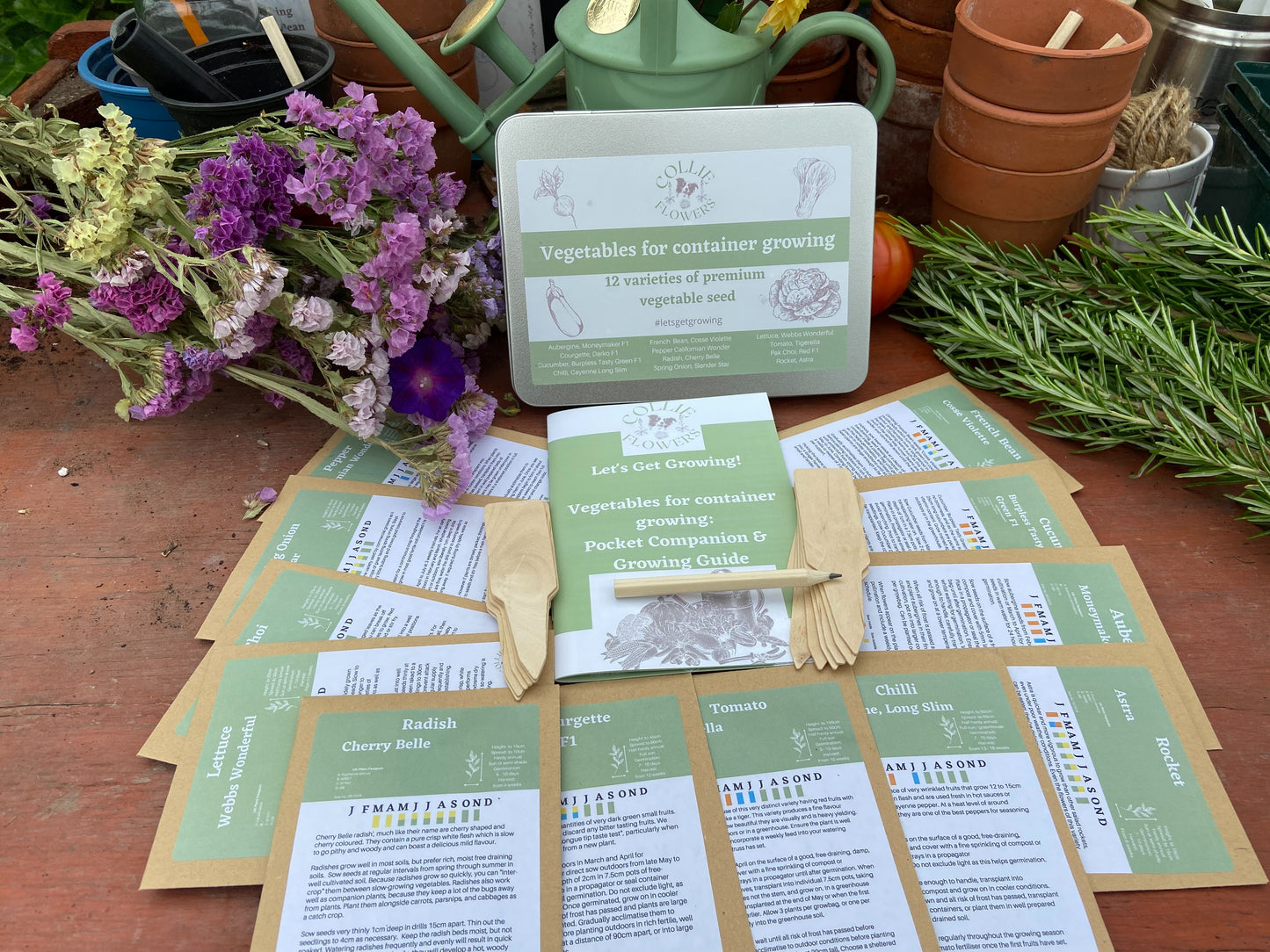 Vegetables for Container Growing: Seed Tin